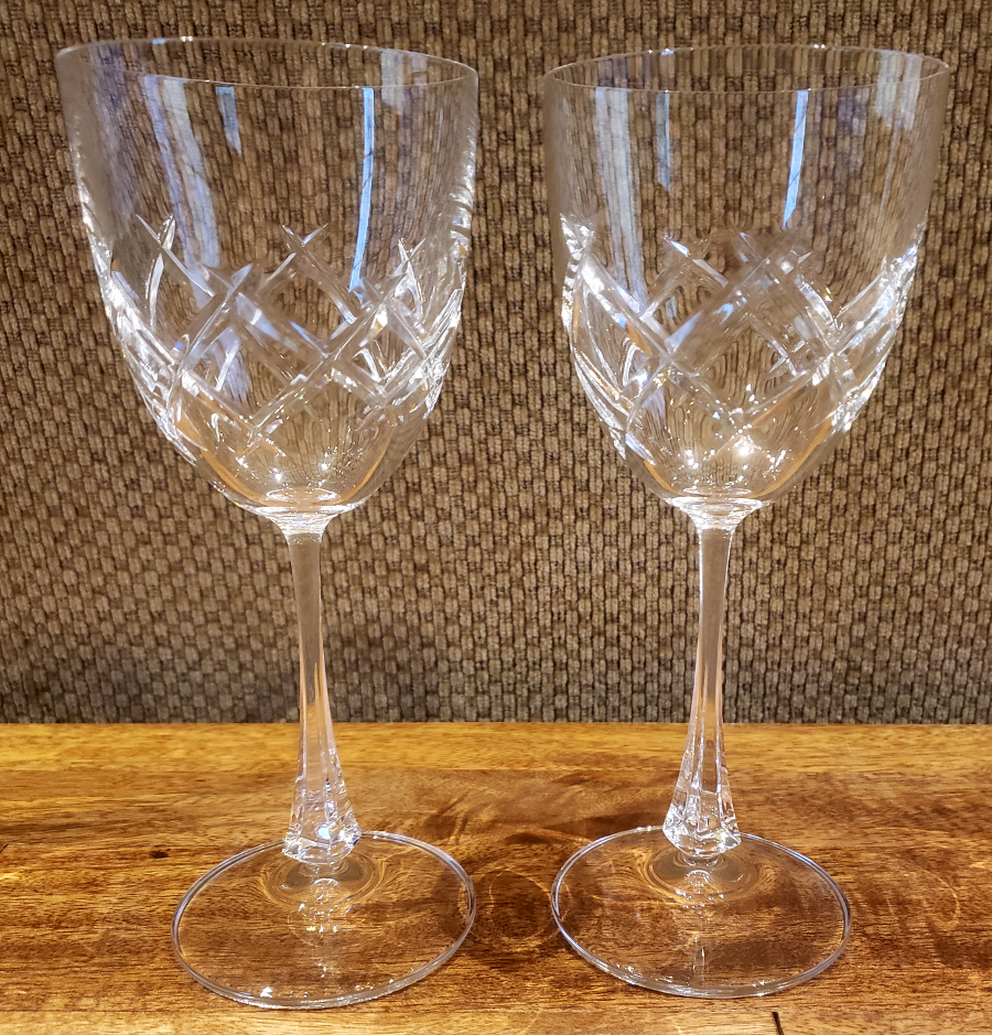 Set Of 2 Lenox Crystal Lc36 Criss Cross 7 5 8 Wine Goblets Glasses Ebay